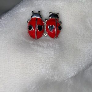 Cute Red Ladybug Heart Brooch.